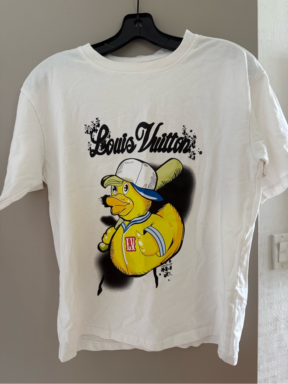 LV White Graphic Duck Baseball Tee
